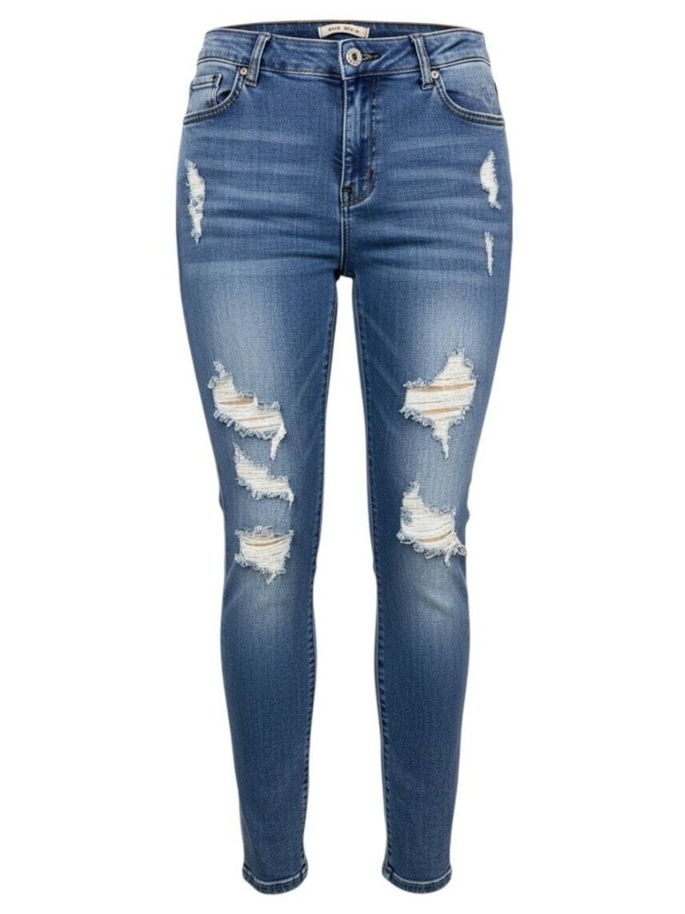 Hot Kiss Womens Distressed Skinny Jeans Size 20 Blue Mid-Rise Inseam 30